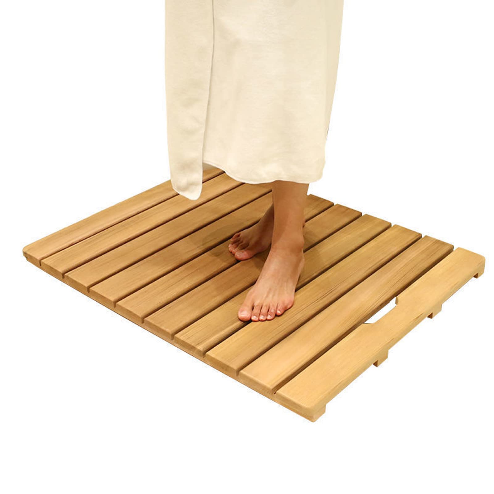 Tappetino a Doghe per Tappetino,Pedana Doccia Naturale,Tappeto Sauna,Tappeto Antiscivolo Doccia,Design a Doghe,con Tappi in Gomma Alla Base Tappetino in Legno,Personalizzabile (100x60cm/39x24in)