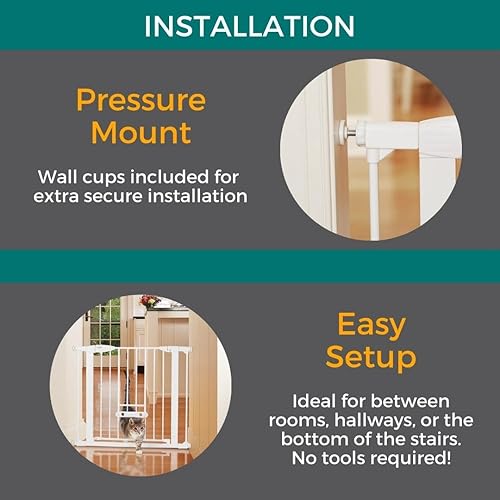 Miniatura 3 de MYPET North States Puerta de paso amplia EasyPass para mascotas con puerta ajustable patentada Puerta para perros de 29.75-37.5" de ancho. Montaje a