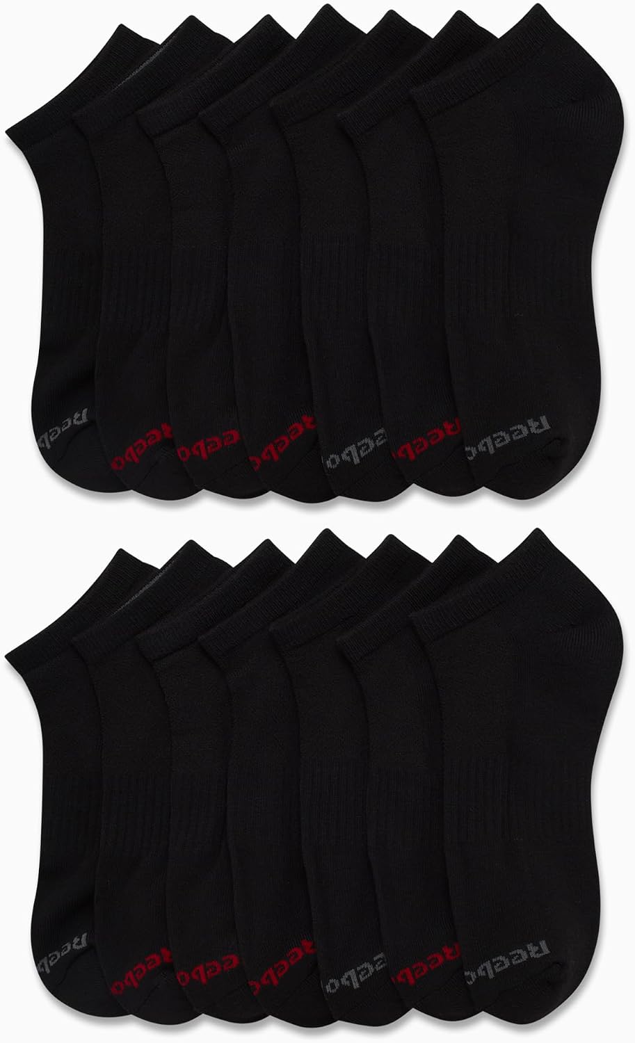 Reebok Mens Low Cut Socks Moisture Wicking Cushioned Athletic Socks 16 Pack | Stretch Performance, Reinforced Heel & Toe, Arch Support, Low Cut No Show, Shoe Size 6-12.5