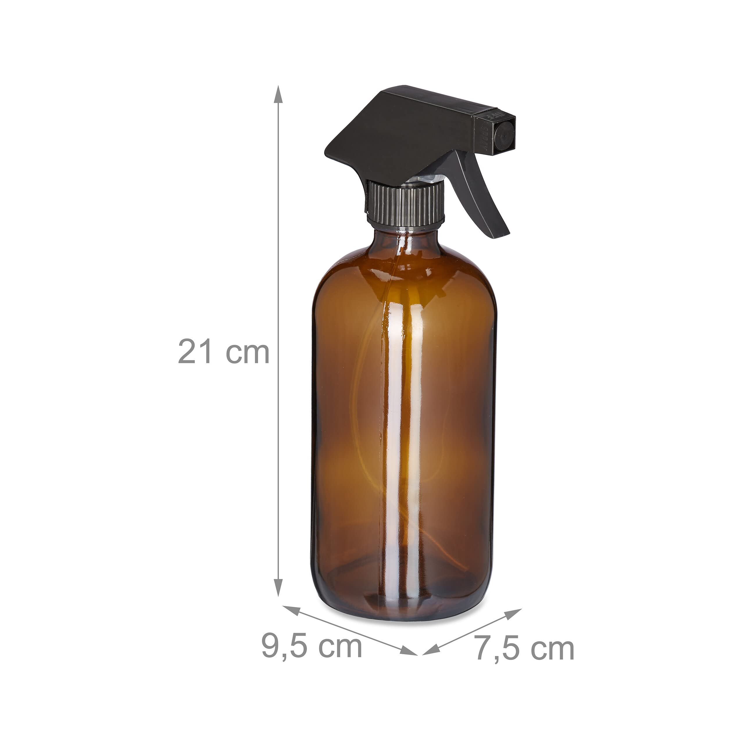 Relaxdays Sprühflasche Glas, 8er Set, 500 ml, Nebel & Strahl, Spritzflasche für Haarpflege, Reinigung & Pflanzen, braun