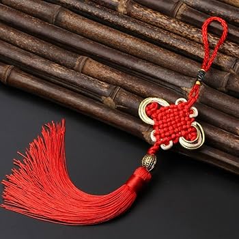 翡翠飾り 赤いタッセル付き チャイナピアス ロングタッセル付き 赤 翡翠風 | 華濱-Yokohama-