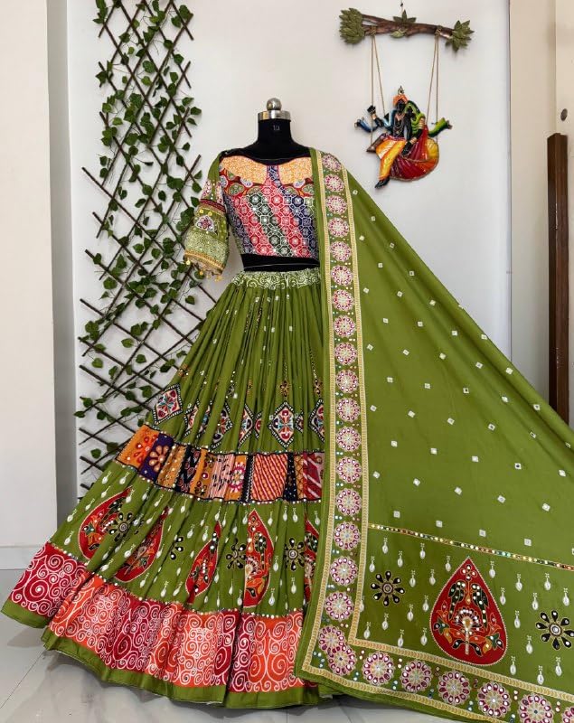 Women’s Navratri Lehenga Choli with Dupatta – Digital Printed Multi-Color Traditional Outfit for Wedding & Festival-V142