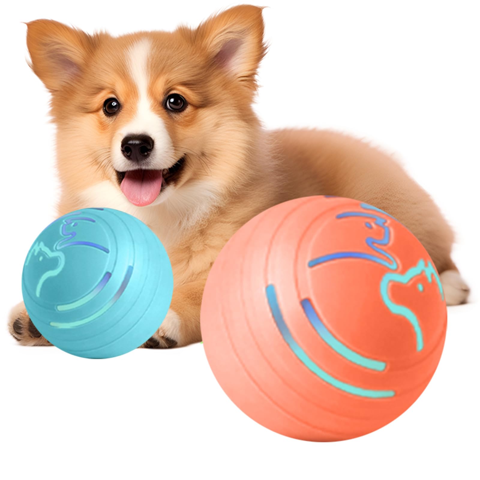 2Pcs Smart Dog Jumping Ball Glowing and Bite-Resistant Vibrating DogBalls Interactive Dog Toys Suitable for Outdoor and Living