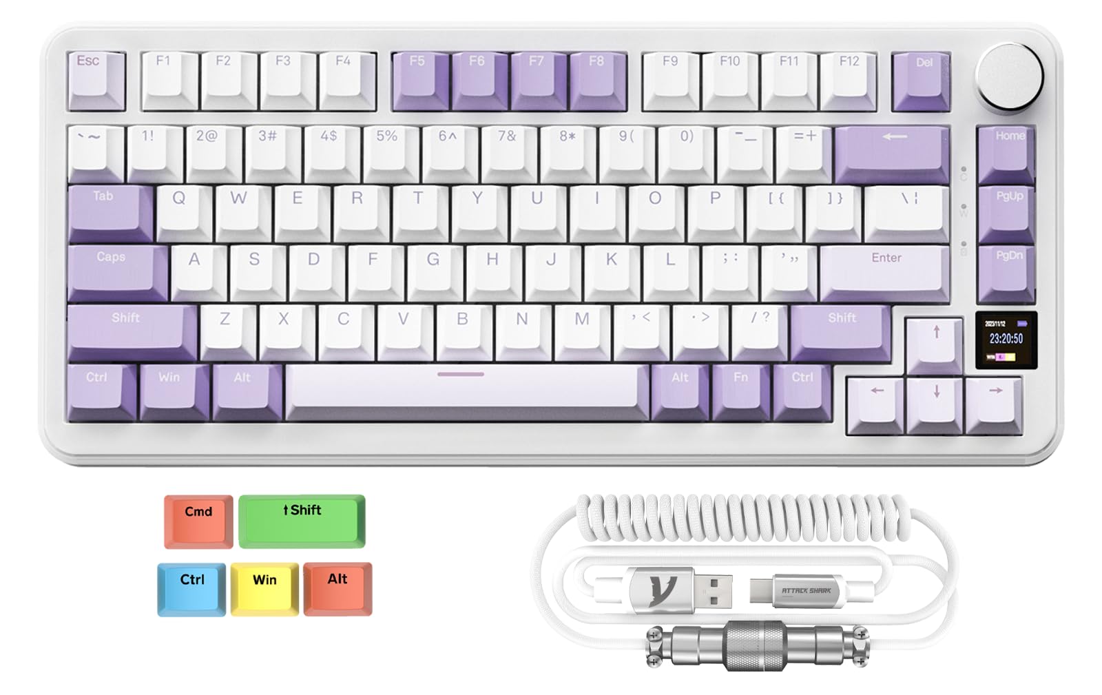 MAMBASNAKE x ATTACK SHARK X85PRO Gasket Mechanical Keyboard, 75% Wireless Gaming Keyboard with TFT Screen&CNC Knob, 2.4Ghz/BT5.1/USB-C, 5 Layer Padding, Hot-Swap Linear Switch, RGB, for PC,MAC,QMK
