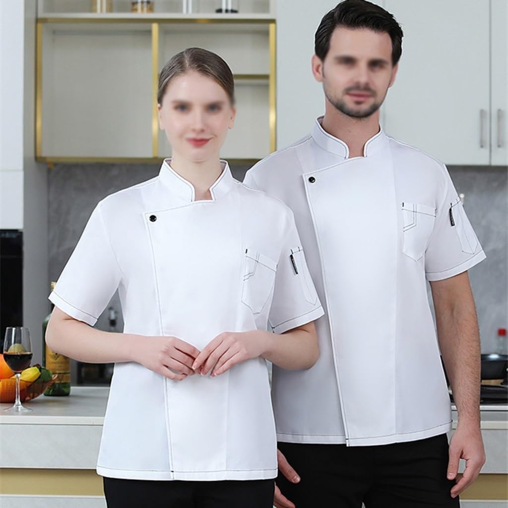 Short Sleeve Unisex Classic Chef Coat Men Women Classic Chef Shirt Cooking Chef Uniform for Restaurant Kitchen