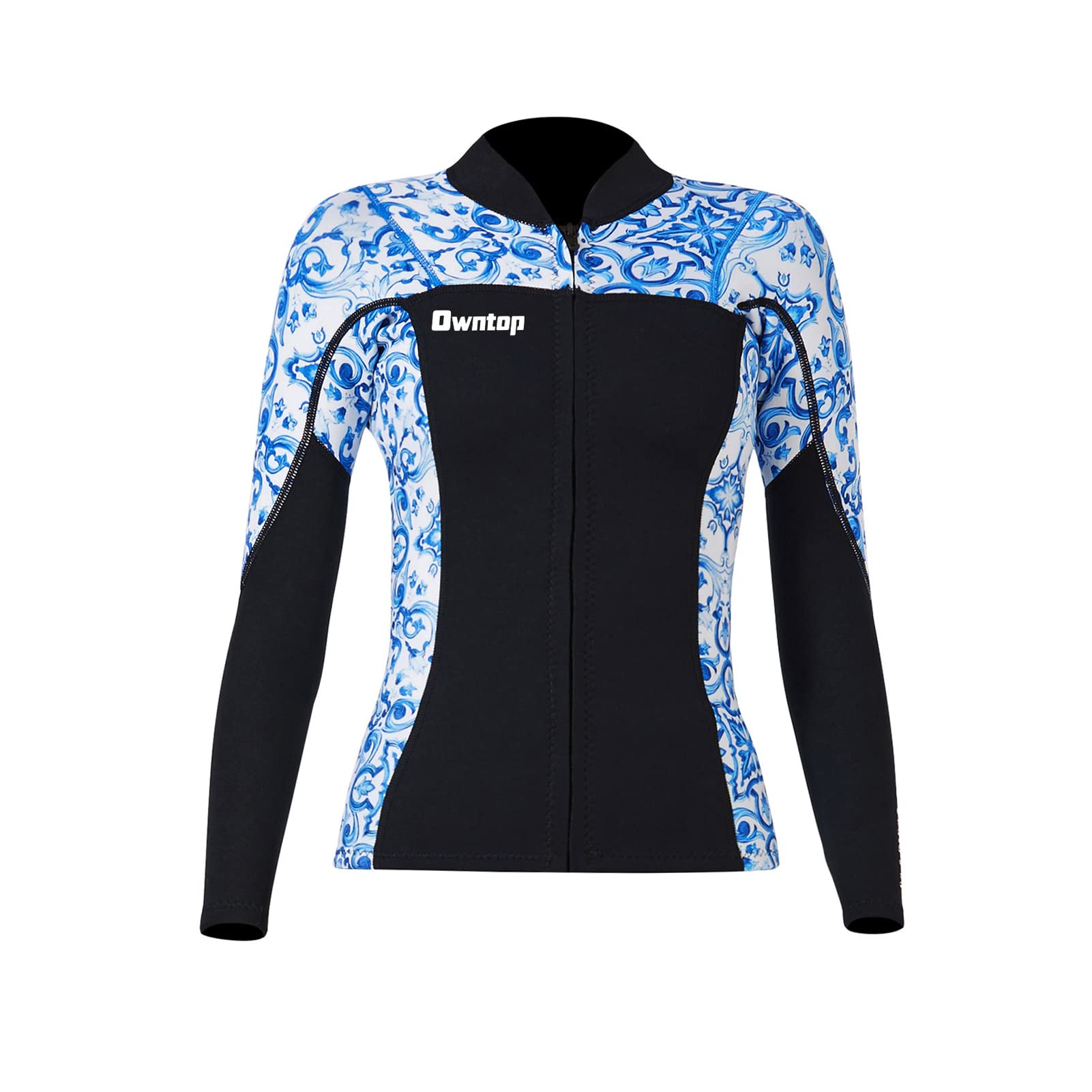 Joysummer Men Women Wetsuit Top 3mm Neoprene Wetsuit Jacket - Long Sleeves Front Zipper Diving Suit for Diving Surfing Snorkeling UPF 50+