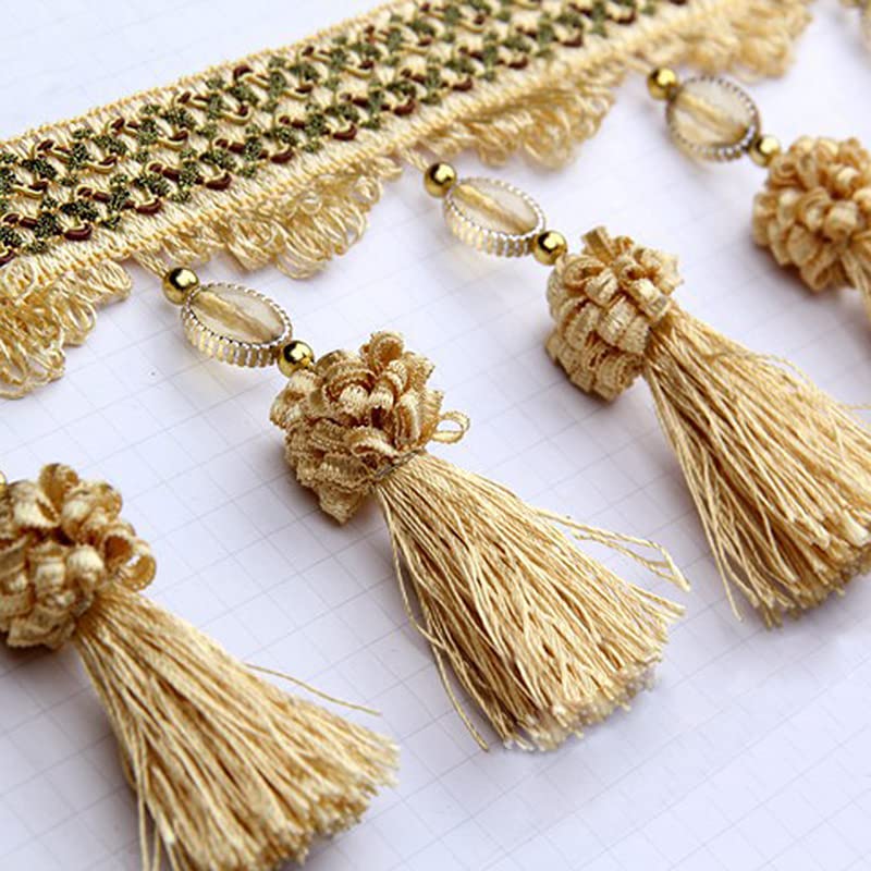 Franges de Rideau, 3 mètres de Perles, Garniture de Boule, Tresse, Franges, Couture, décoration de Table, canapé, Maison (Couleur: 7) (Couleur: 2) (Couleur: 4)(4)