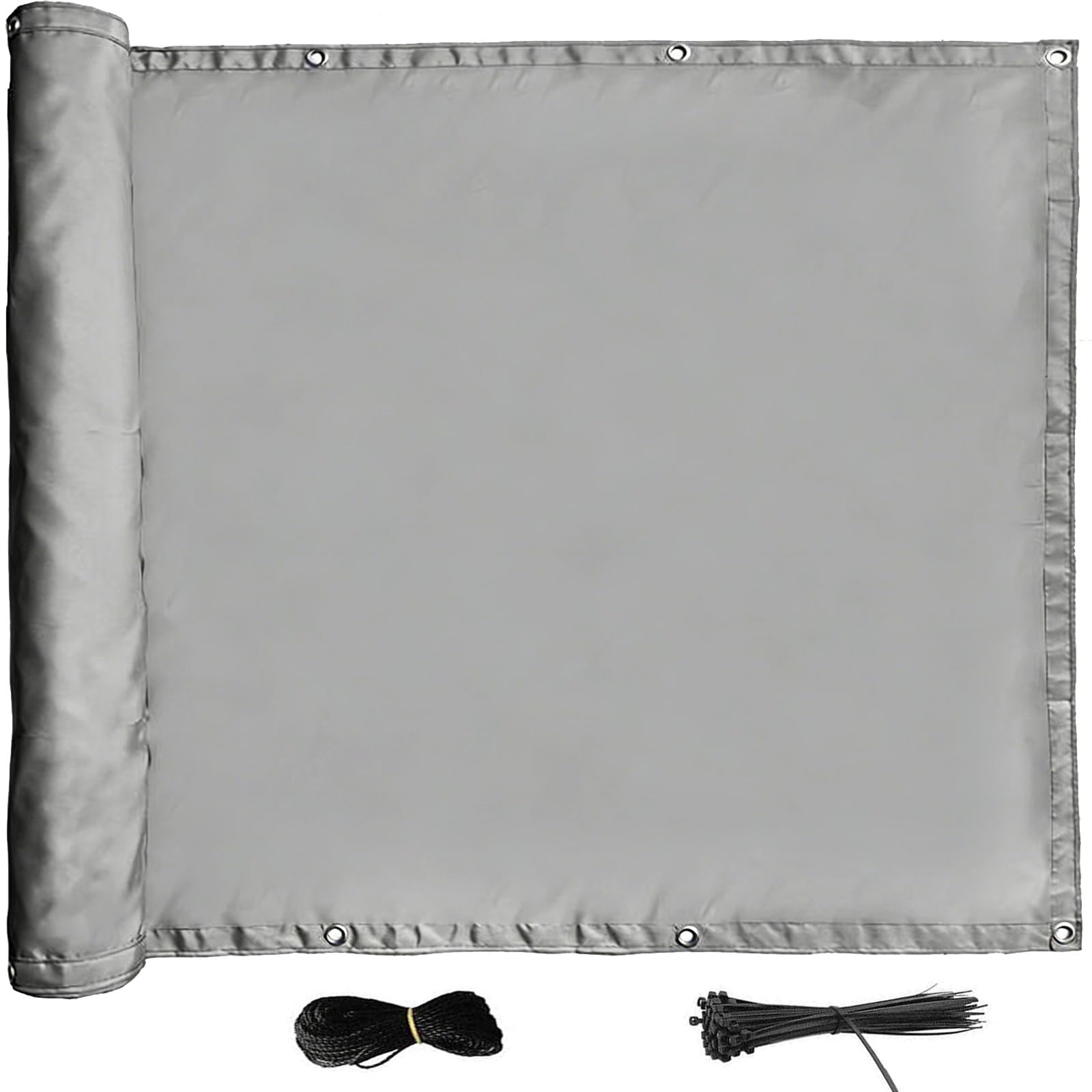 Osłona Balkonowa HDPE 125 x 550 cm Odporny Na Warunki Atmosferyczne Wytrzymały Osłona Prywatności Na Balkon Przeciw Wiatrowi Na Zewnątrz Ogród Patio Na Imprezę, Szary