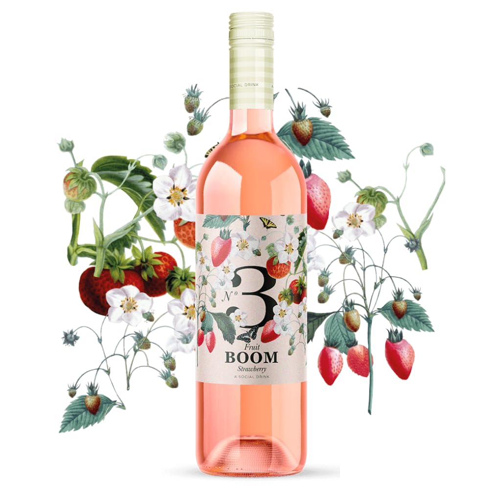 Fruit Boom Strawberry Fizzy Blend, Natural Strawberry & White Wine Cocktail, Unique, Bubbly Aperitif, Serve Chilled for Best Experience, 750ml
