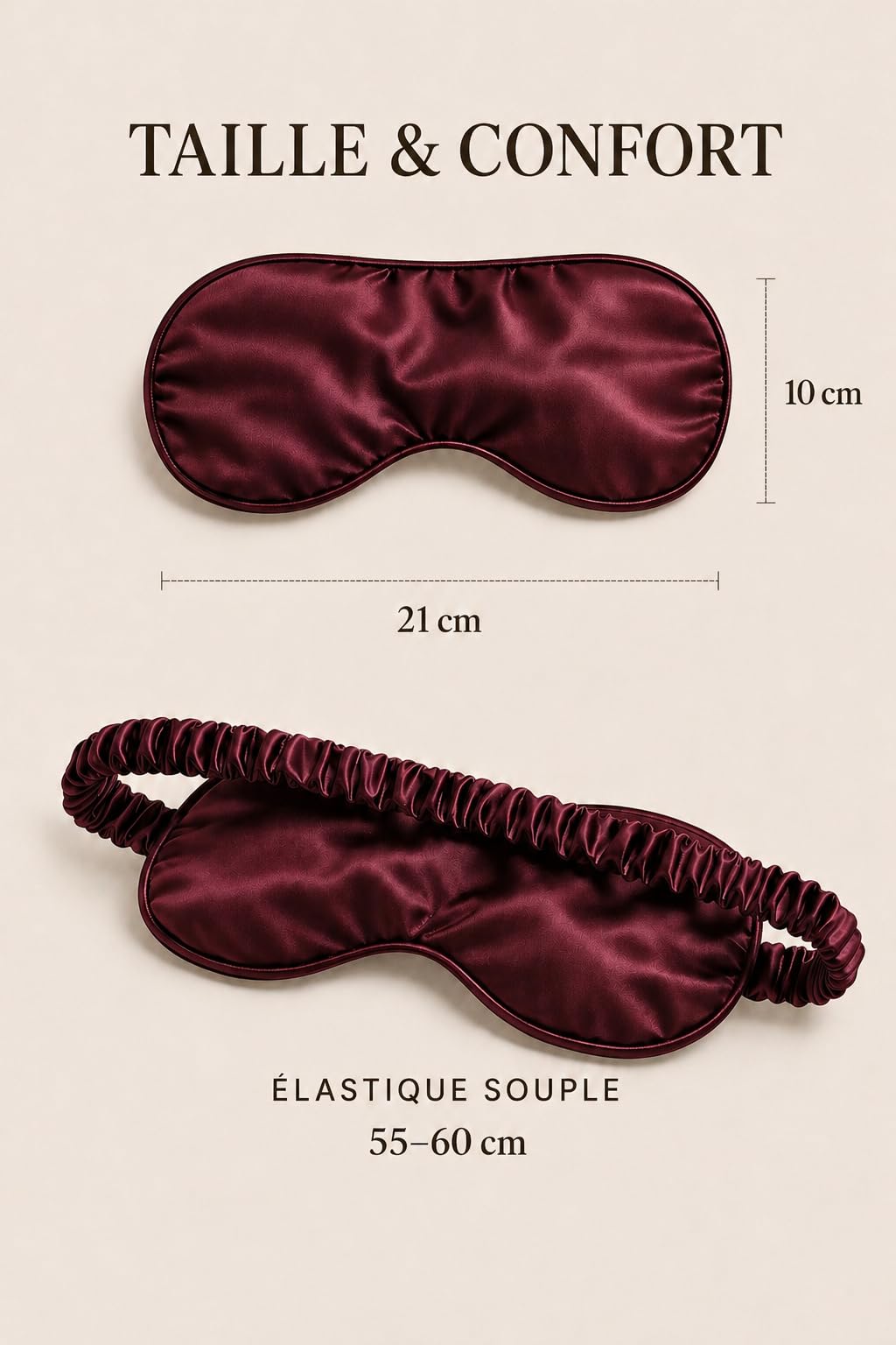 Éclat de Soie – Masque de nuit en soie de mûrier 22 mommes avec pochette en soie – Confort nuit et voyage – Coffret cadeau premium – Bourgogne profond – Certifié OEKO-TEX® STANDARD 100