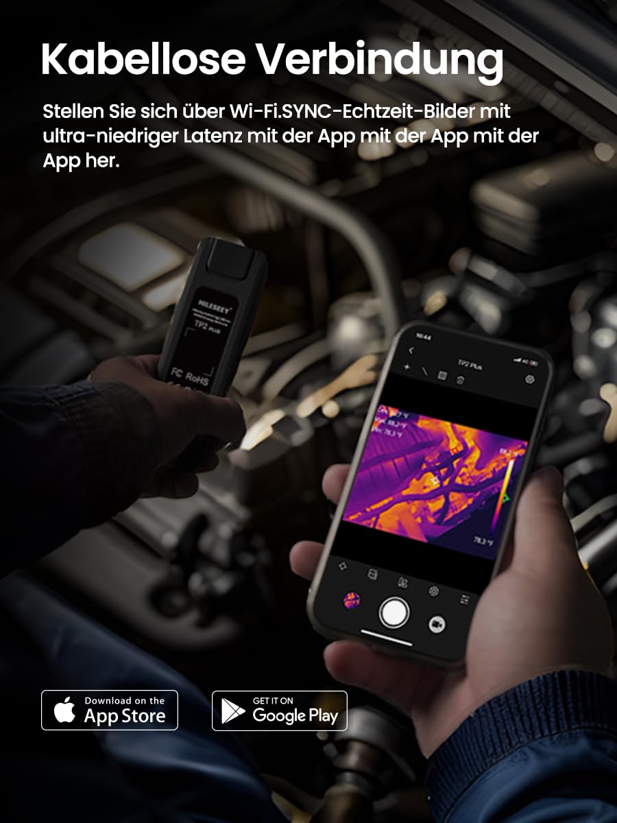 MiLESEEY TP2 Wärmebildkamera für Smartphones, Wärmebildkamera mit 256 x 192 IR-Auflösung für iOS und Android, -4 °F ~ 1022 °F Temperaturbereich, 40 Mk Thermische Empfindlichkeit