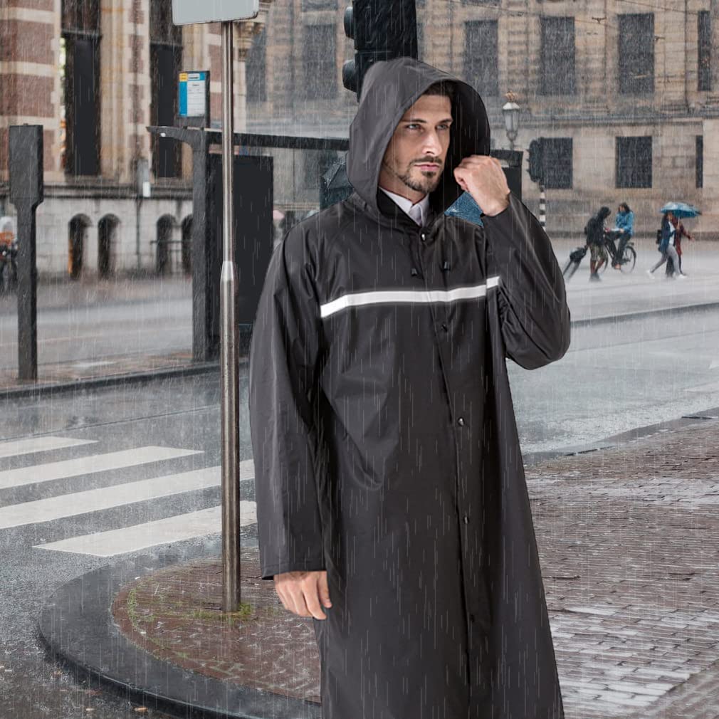 Pahajim Chubasquero Largo Adulto, Poncho Impermeable Reutilizable con Capucha Ajustable, Capa lluvia Trabajo Raincoat Plegable para Hombres y Mujeres