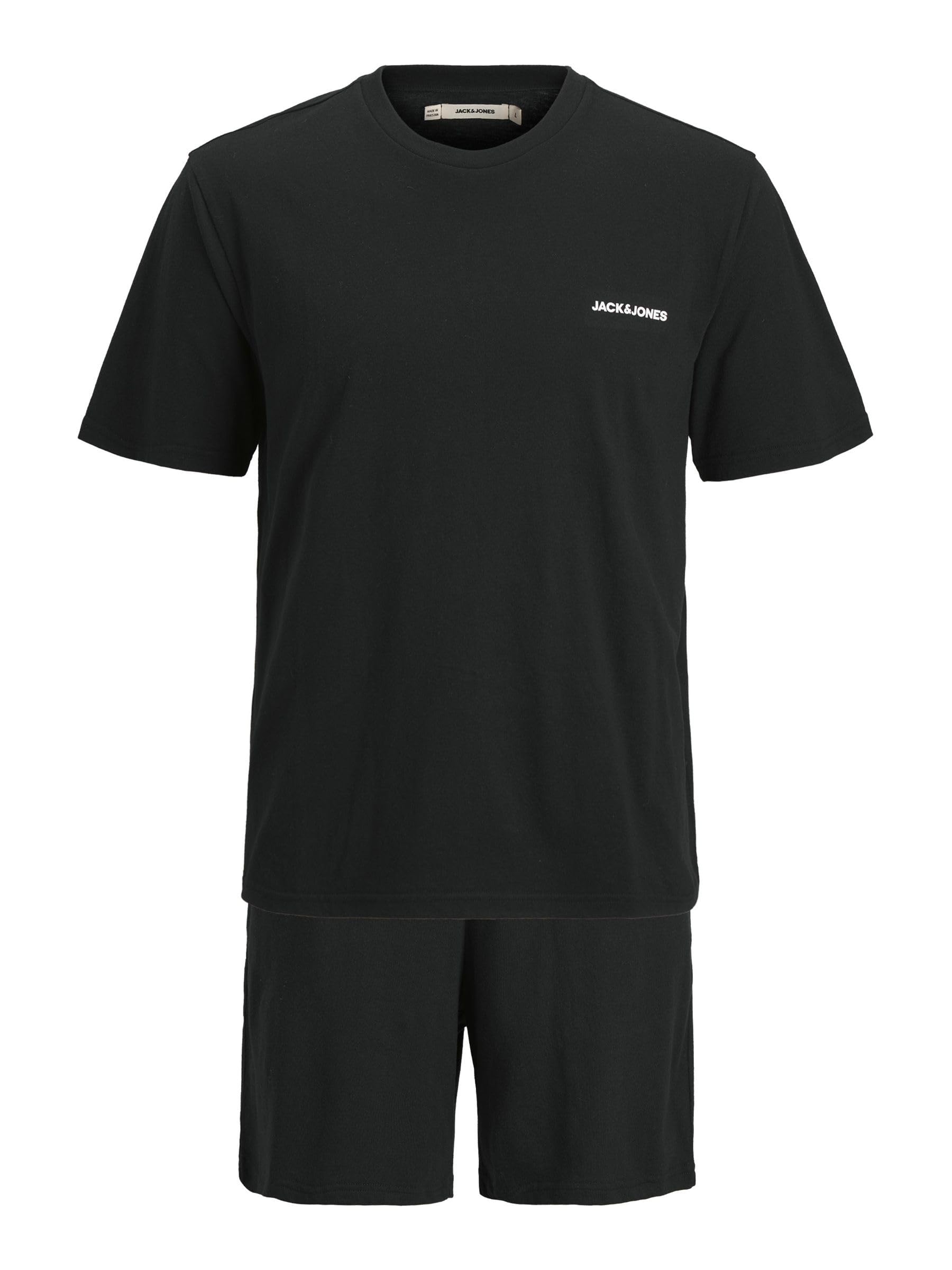 JACK & JONES Male Loungewear Set of 2 Plain Loungewear Set, black, L