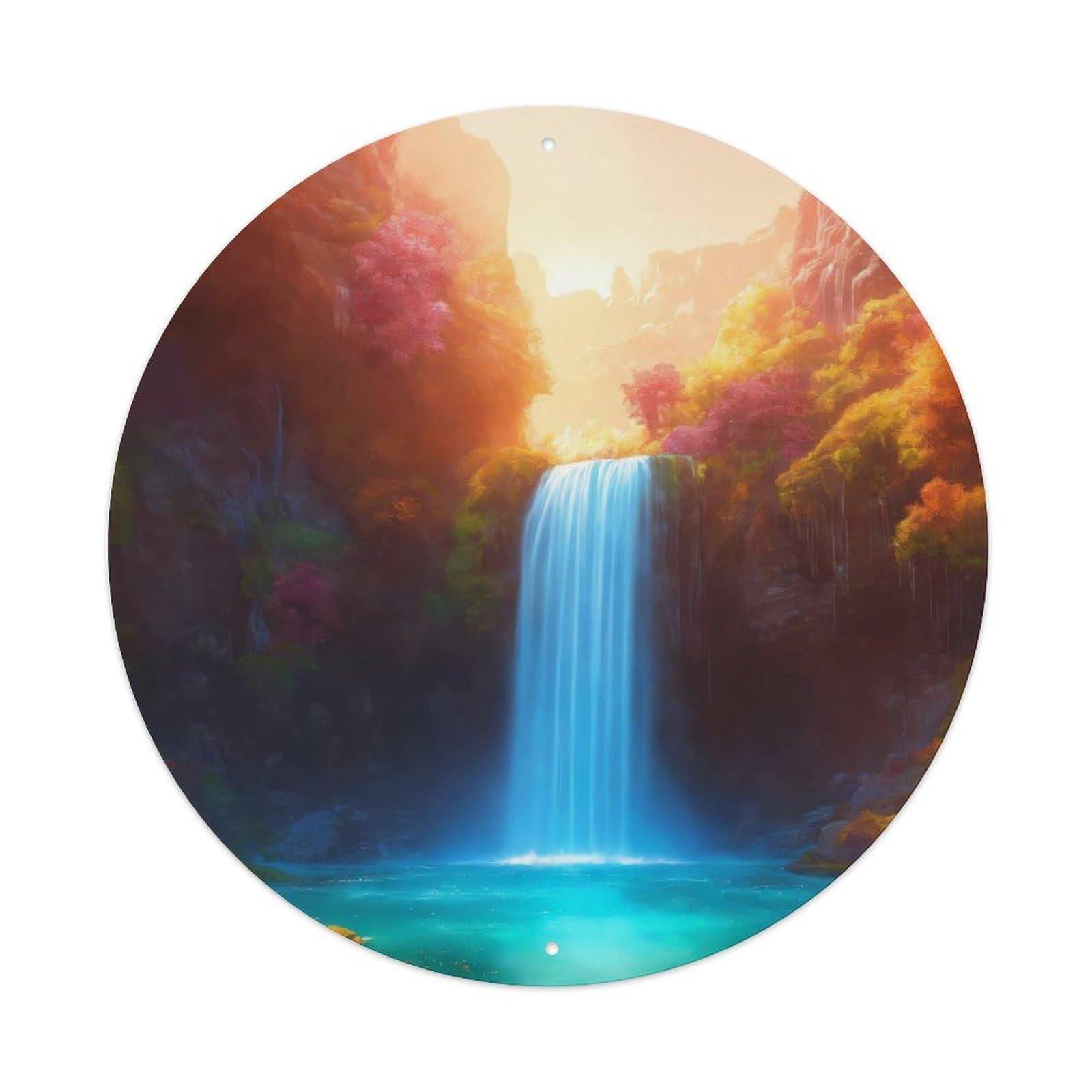 Waterfall Autumn Forest Waterfall in Mystic Valley Vintage Metal Tin Sign