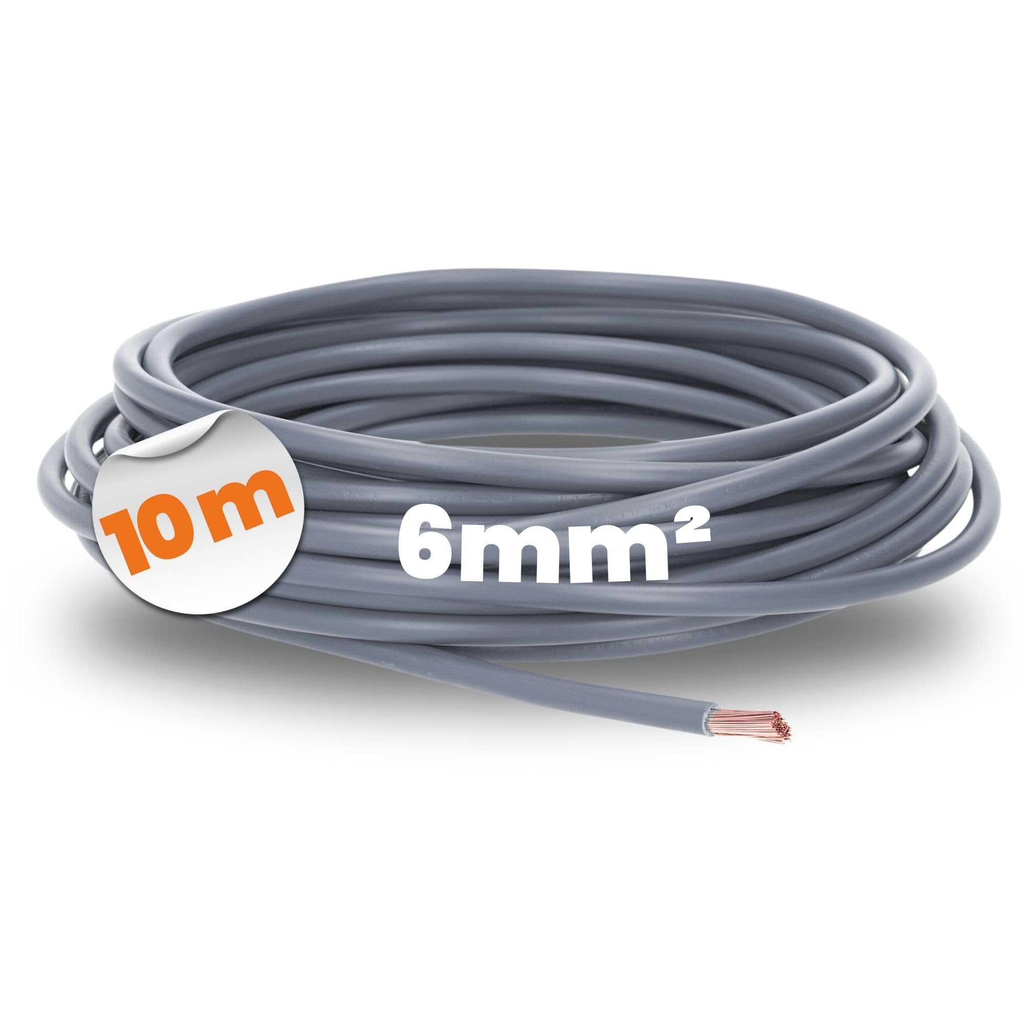 10 Meter Lapp 4520064 H07V-K 6 mm² grau I Verdrahtungsleitung I Aderleitung flexibel I PVC-Einzelader I Litze 6mm2 I Verdrahtung