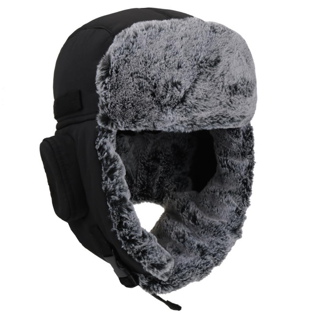 Womens Mens Eskimo Windproof Winter Trapper Trooper Hats Ushanka Russian Aviator Warm Hat Ear Flaps