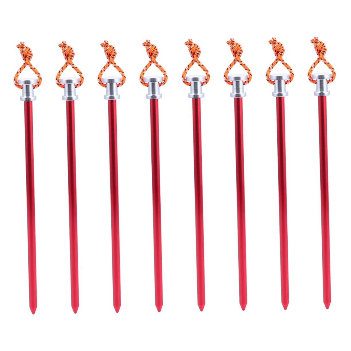 Accesorios para tiendas de acampada Kisangel: 8 estacas de camping de aluminio con cuerda