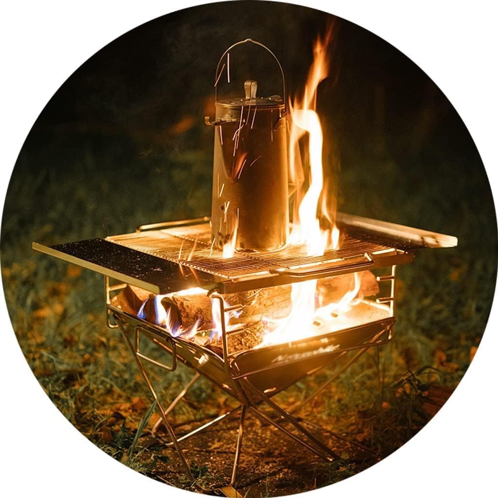 Wood Burning Stoves Wood Burning Camp Stove For Tent,outdoor Portable Folding Stainless Steel Stove,Kitchen Wood Stove Camping Folding Campfire Grill With Carrying Bag For Backpacking Hiking Travel