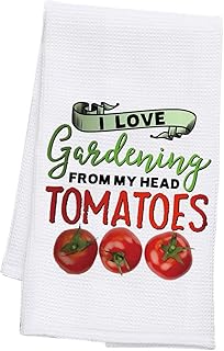 BDPWSS Funny Tomato Kitchen Towel Gardener Gift Plant Lover Dish Towel I Love Gardening from My Head Tomatoes Tea Towel (Gardening Tomatoes TW CA)