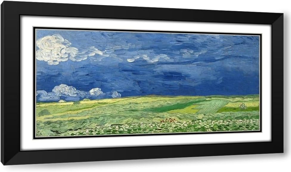ArtDirect Wheatfield Under Thunderclouds 18x11 Gallery Wrapped Canvas Museum Art by van Gogh, Vincent
