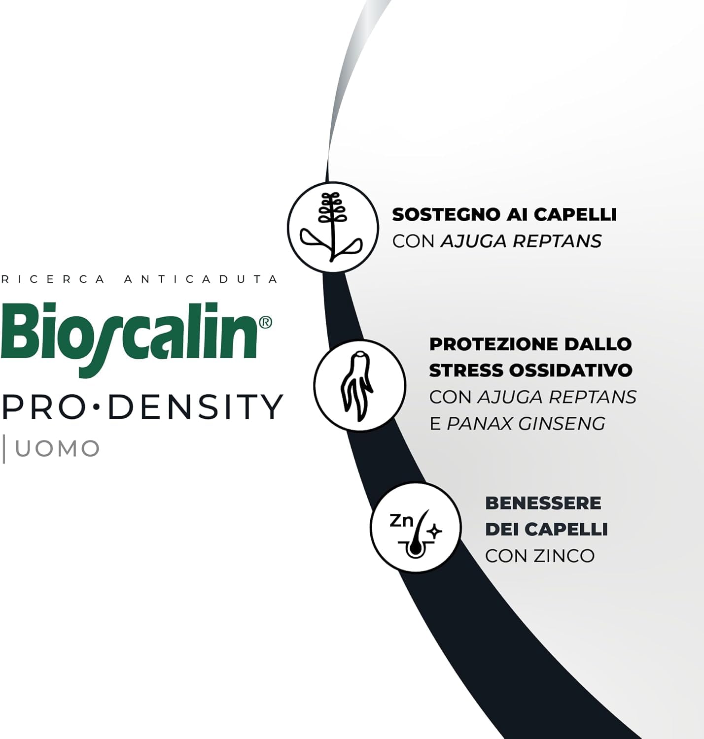 Bioscalin PRO•DENSITY Uomo, Integratore Alimentare per Capelli con Caffeina, Favorisce la Forza dei Capelli, Senza Glutine, Naturalmente senza Lattosio, Utilizzo 3 Mesi, 90 Compresse