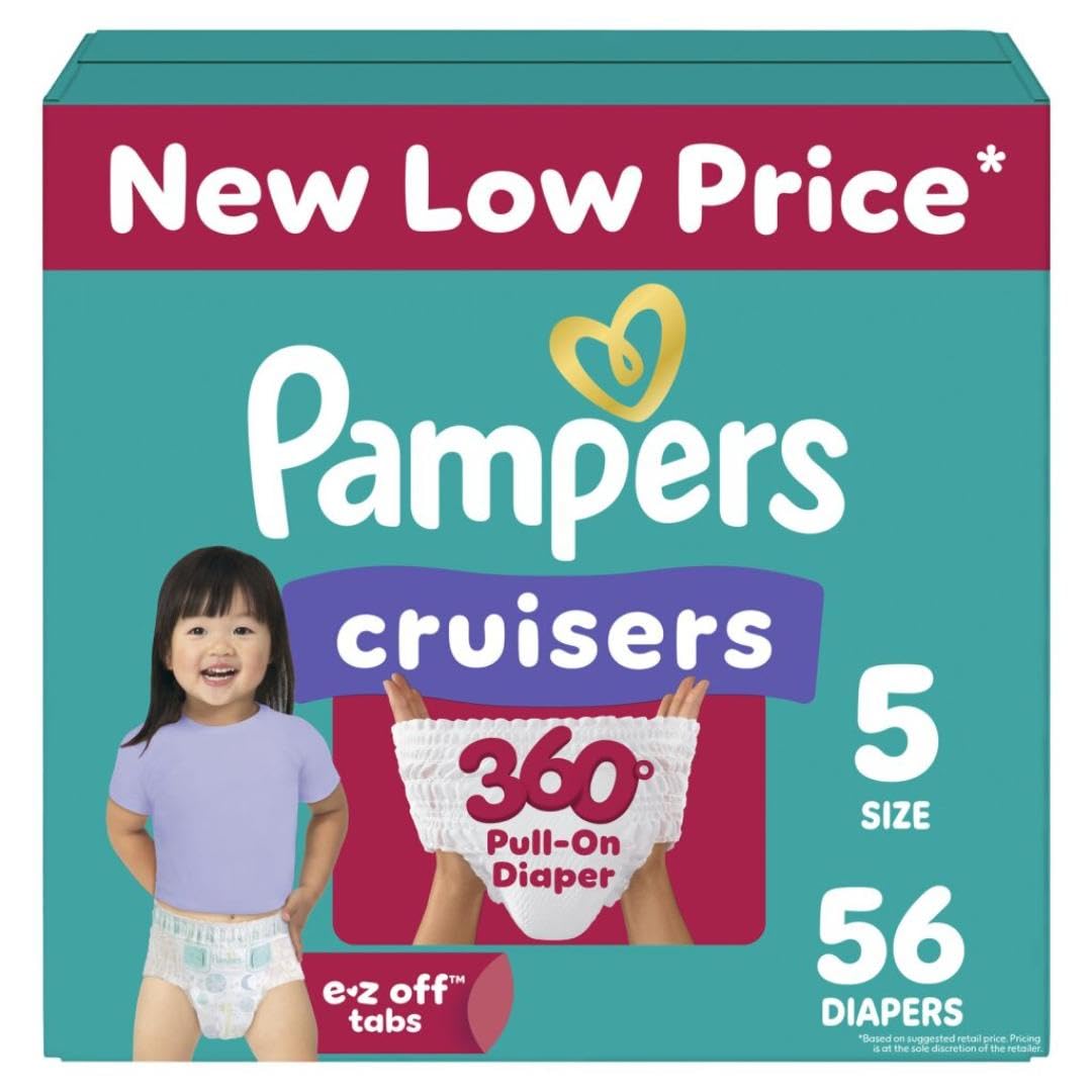 Diapers - Cruisers 360 - Size 5, 56 Count, Babyproof up to 100% Leakproof Pull-On Diaper