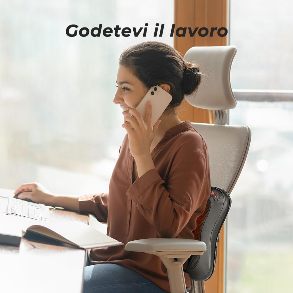 Elettrici Cuscino Massaggiante, 4D Shiatsu Massaggiatore con Funzione di Riscaldamento, Cuscini per Massaggi per 3 Velocita con Cambio di Direzione, Casa, Ufficio, Come, Regalo (38.5 * 31.5 * 21.5cm)
