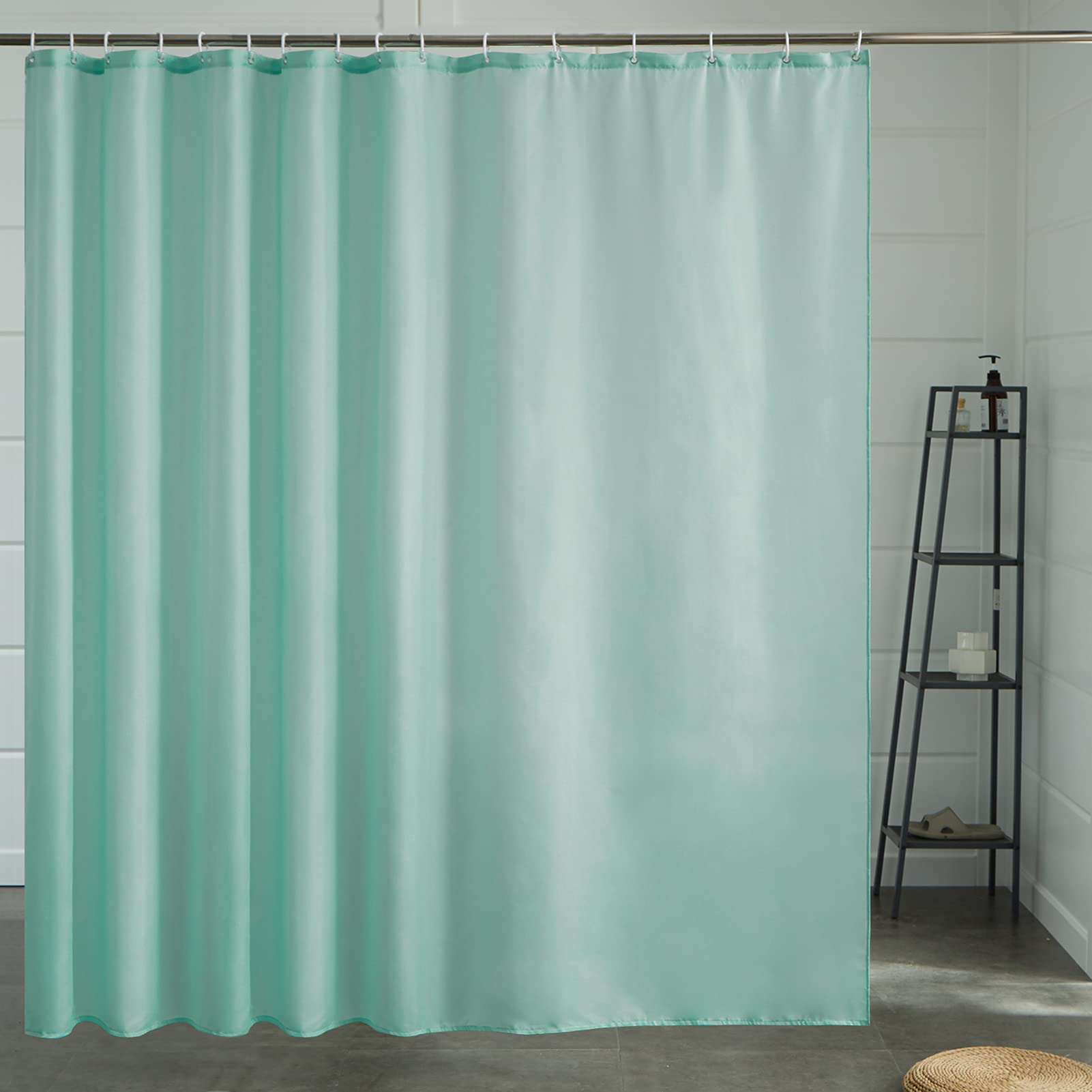 Cortinas Baño Blanca Antimoho Antibacteriano Impermeable Poliester Tela Lisa Lavable, con 12 Ganchos Plásticos, 180x200 Cortina. — view 37