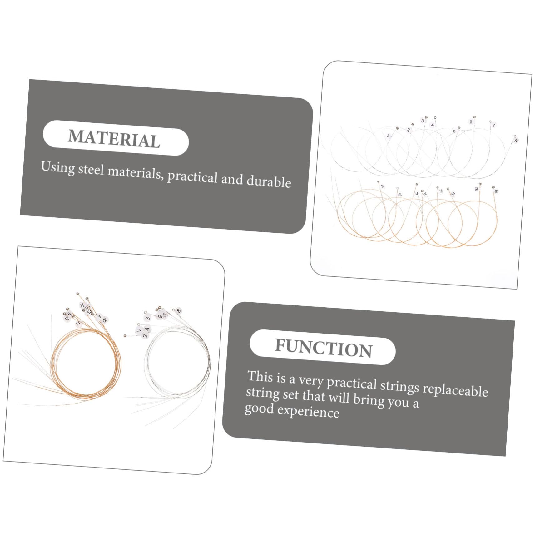 HEMOTON 3sets Lyre Harp Replacement Strings Music String Instrument Accessories 16pcs*3