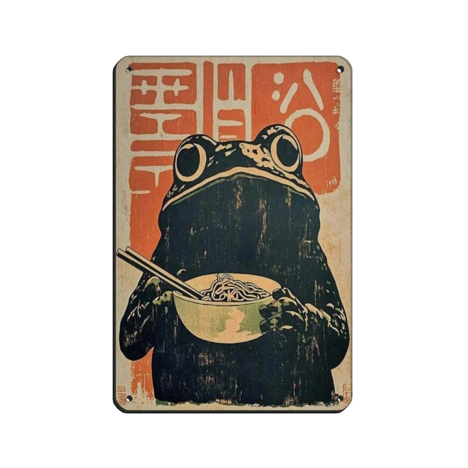 Retro Frog Ramen Poster, Retro Poster Metal Tin Sign Chic Art Retro Iron Painting Bar People Cave Cafe Family Garage Poster Wall Decoration 8x12inch(20x30cm)