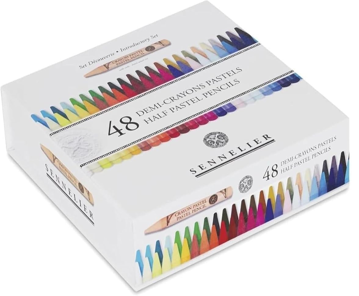 Sennelier 48 halbe Pastellkreide, trocken und extra dünn, Pastellkreidehalter und 1 Karte