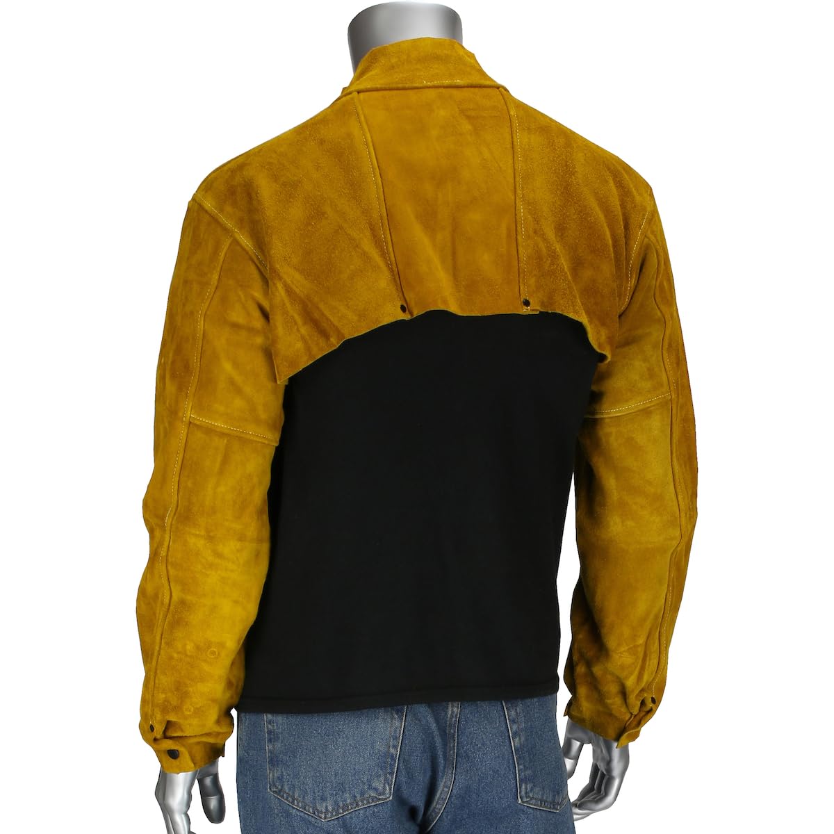 IRONCAT 7000 Cowhide Leather Welding Cape Sleeve - Golden Yellow, Large Size Cape Jacket with Heat Resistance. Welding Gears - Image 2