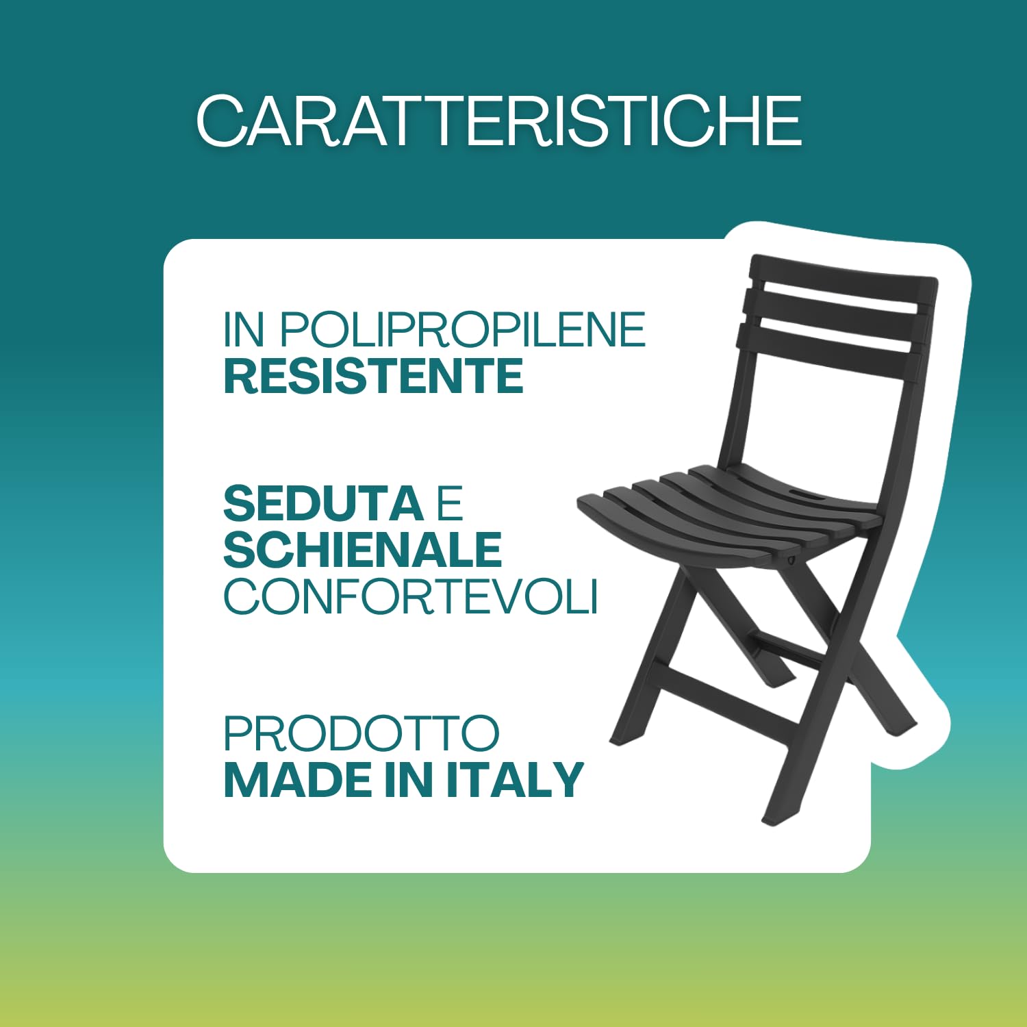 VIRSUS Set 4 Sedie da Giardino Pieghevoli in Polipropilene, misura 41x44x78 cm, Sedia Richiudibile Senza Braccioli per Esterno ed Interno, Made in Italy -BIRK4739 (Antracite)