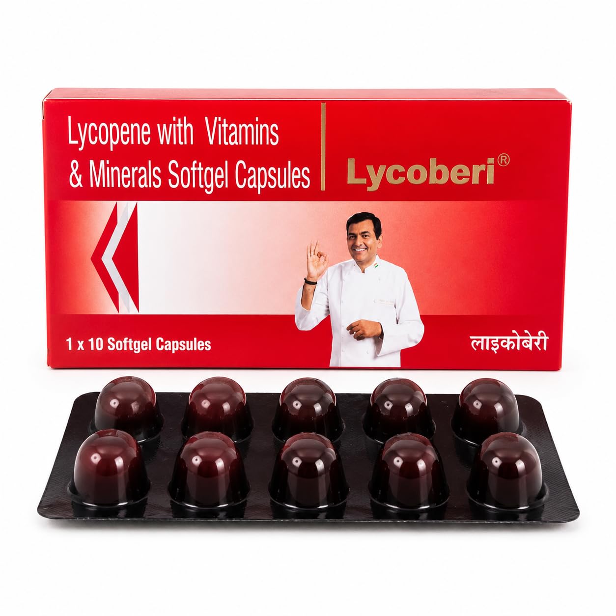 Lycoberi Capsules Men & Women's Multivitamin with 18 Essential Vitamins and Minerals, Supports Energy Levels, High Lycopene -Made in The India - 10 Count for Improved Energy and Focus (1 X 10) 10 PC