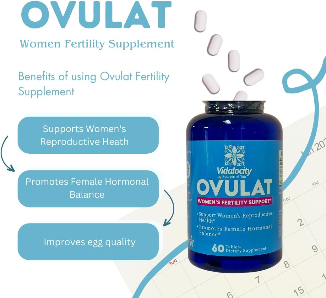 Secrets Of Tea Vidalocity Women's Fertility Support - Natural Blend with D-Chiro-Inositol, Folate, Myo-Inositol - Hormonal Balance - 60 Vegetarian Capsules