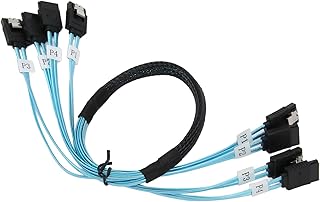 Gavigain Mini SAS 4SATAS Transmission Cable,SATAS Cable 90Degree Right Angle SAS/SATAS Cable Replacement High Speed 7P to 4SATAS Data Cable Connect 1.6ft for Server SDD HDD CD DVD Drives