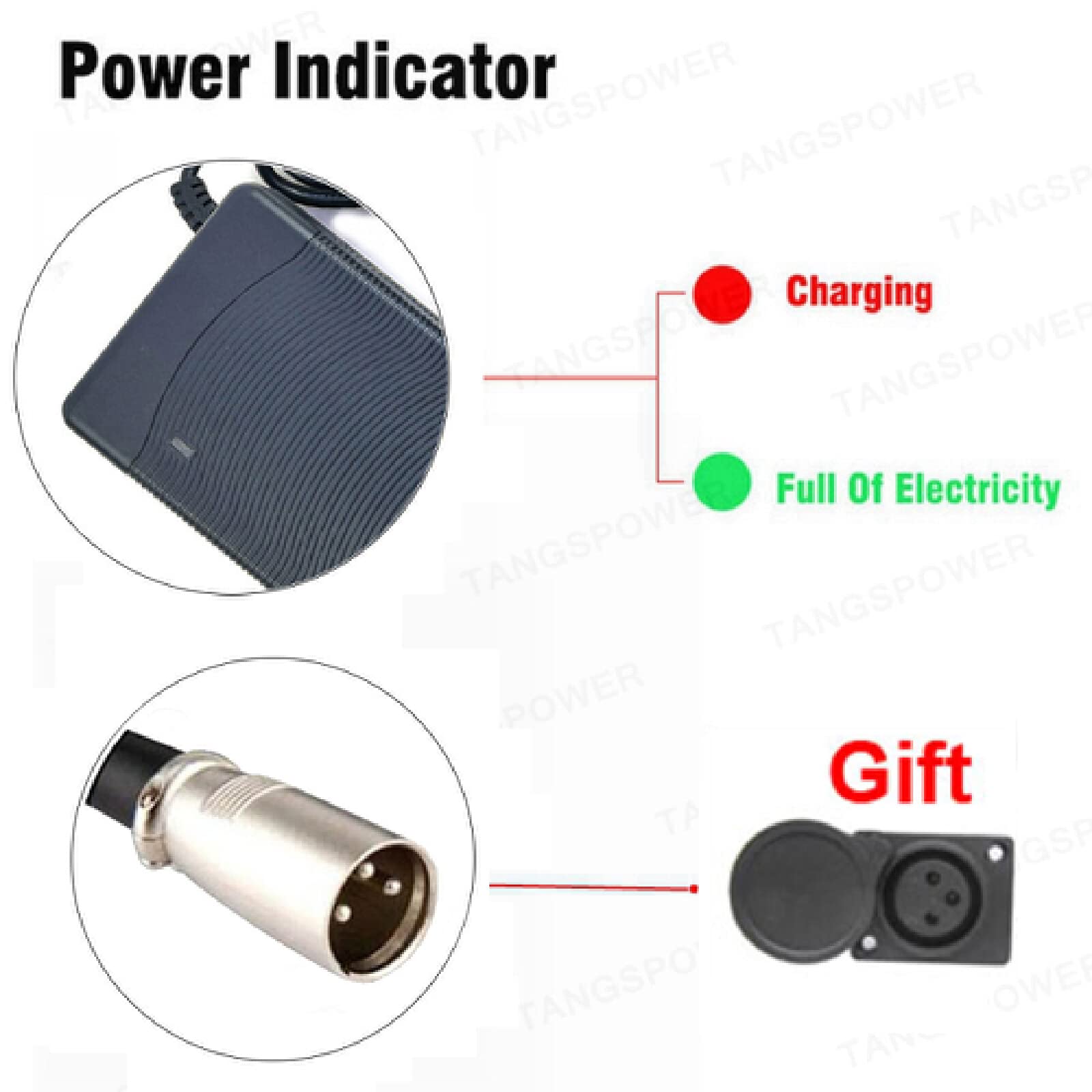 Chargeur trottinette electrique 42V 2A, Chargeur Batterie Vélo électrique 36V Lithium Adaptateur