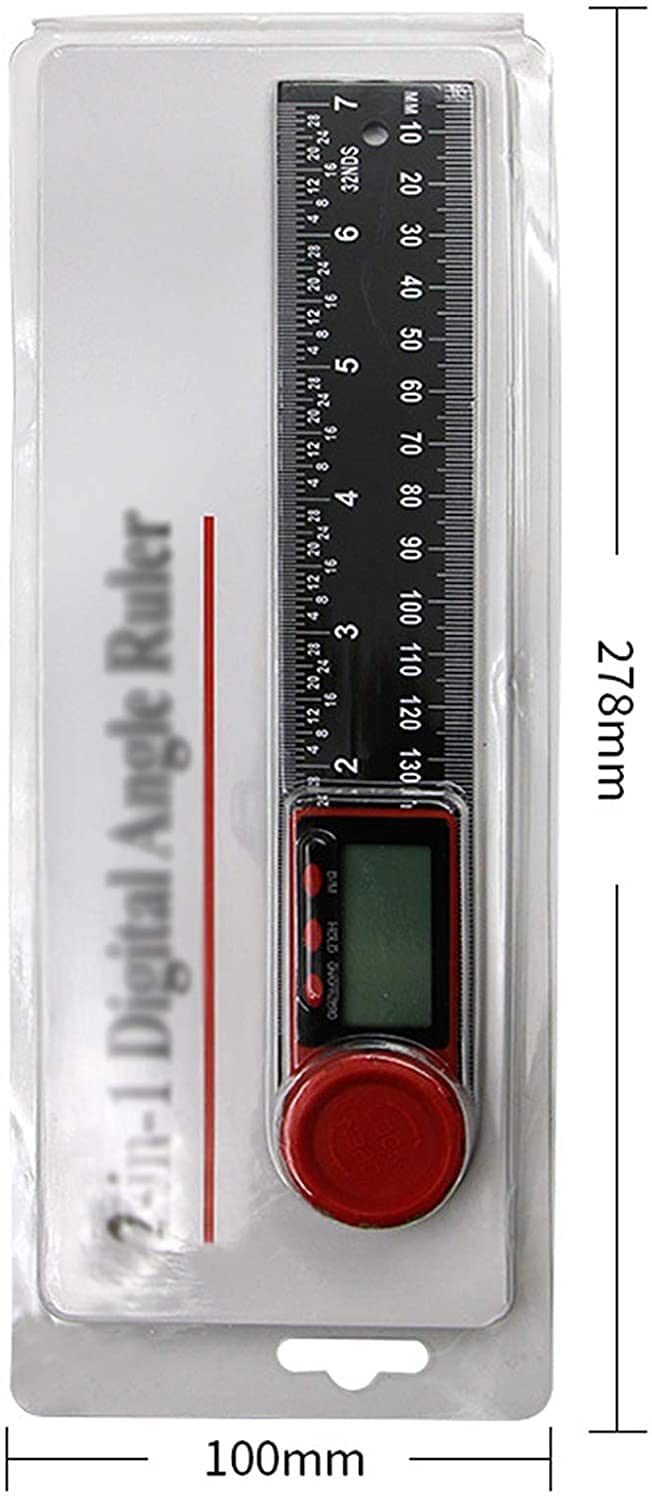 WJJ Righello dell'angolo Digitale, Strumento di misurazione angolare a 2 in 1, Righello angolare a 360 ° 0-300mm Righello Angolo del goniometro Digitale con Display LCD