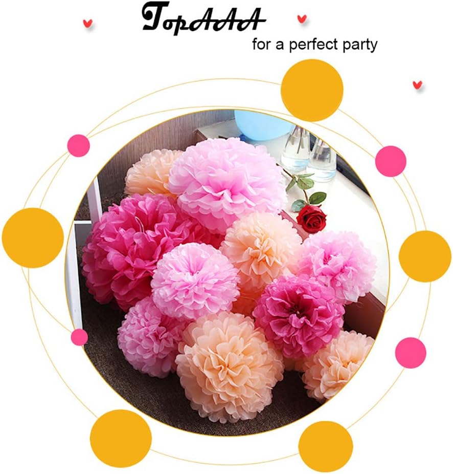 TopAAA 12pcs Tissue Paper Flower Poms Wedding Birthday Party Room Decoration of 10 inches (Gold) : Home & Kitchen