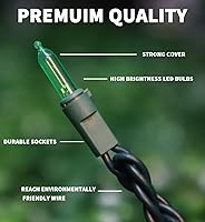 Vista 6 de LAMPHOME 100 luces verdes de Navidad – Cadena de luces LED de 21.6 pies, mini luces LED para interiores y exteriores, hogar, fiesta, boda