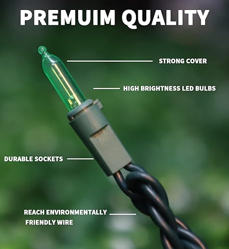 Miniatura 5 de LAMPHOME 100 luces verdes de Navidad Cadena de luces LED de 21.6 pies, mini luces LED para interiores y exteriores, hogar, fiesta, boda, decoración