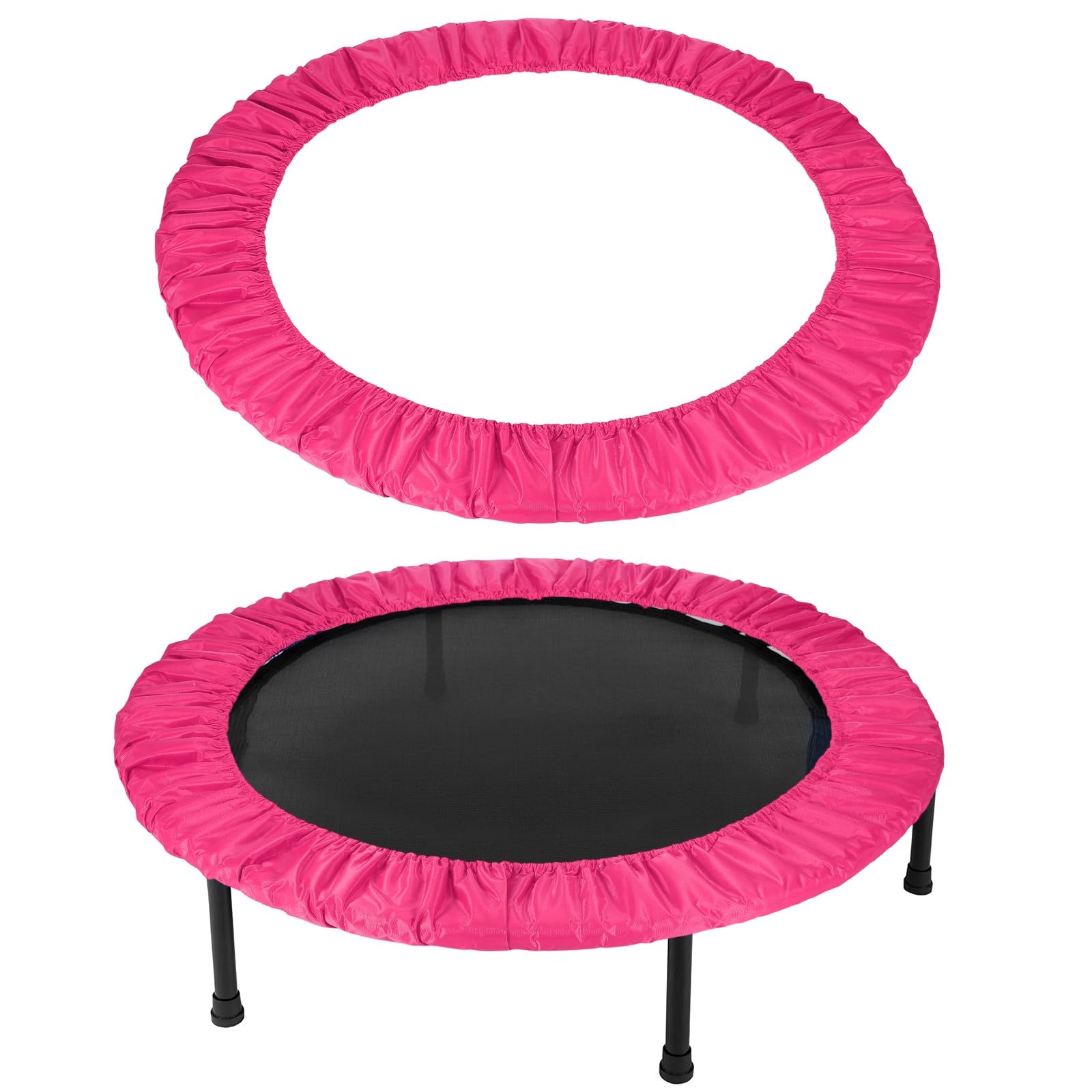 YELARXI Trampolines Spring Cover, Small Trampolines Replacement Cover, 8 Holes Safety Pad Replacement - Fitting for (Men/Women/Indoor/Home/Fitness) 48 Inch & Oxford Cloth & Rose Red