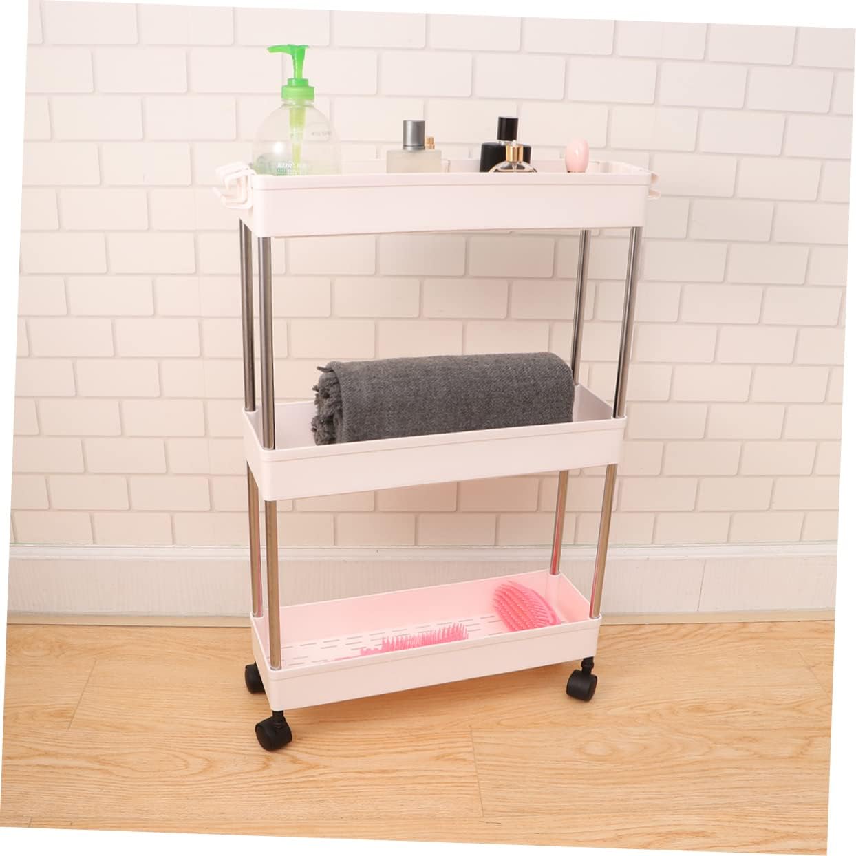 Cabilock 1pc Plastic Multi-Layer Bathroom Storage Rack White Organizer for Kitchen and Bathroom Space-Saving Shelf for Toiletries and Accessories