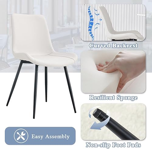 Miniatura 6 de FURNITO Juego de Mesa de Comedor de 7 Piezas, Mesa de Comedor Extensible de 59"-75" con 6 Sillas Tapizadas, Juego Blanco de Mesa y Sillas de Cocina