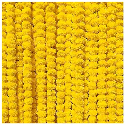 zig zag Artificial Marigold Garland (5pcs Pack) - Ideal for Weddings,Birthday, Christmas Decorations, and Diwali Celebrations, Faux Garlands 5 Strings - 4.5-5 Ft Long (Yellow)