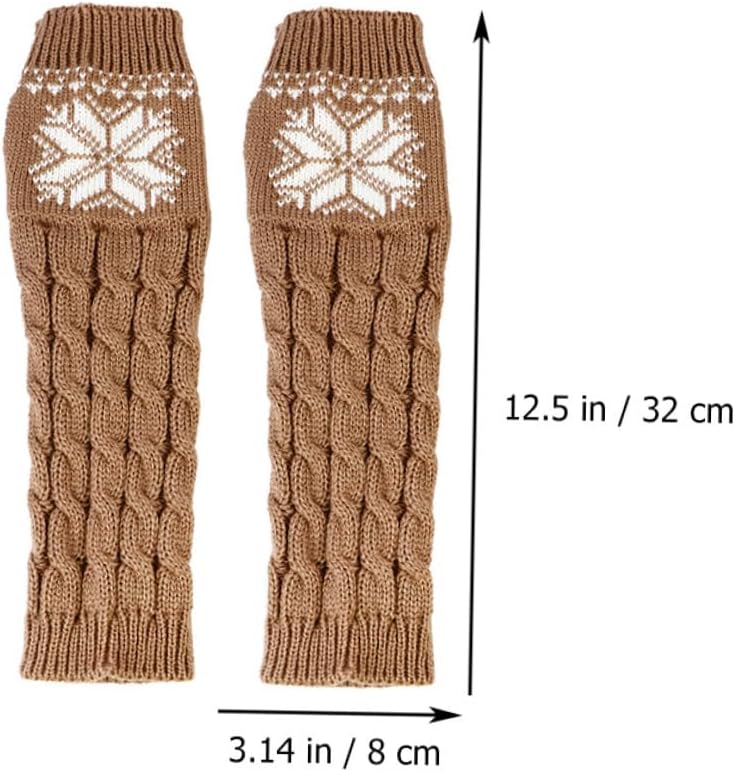 POPETPOP 2 Pairs Women’s Winter Arm Warmers Xmas Themed Jacquard Fingerless Long Sleeve Arm Protectors Black One Size for Cold Weather Outdoor Use