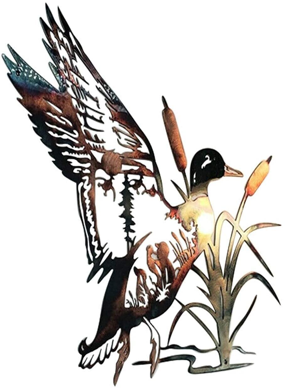 Alnicov Solo Mallard Metal Wall Art,Vintage Wall Hangings Decoration Art for Modern Living Room and Bedroom