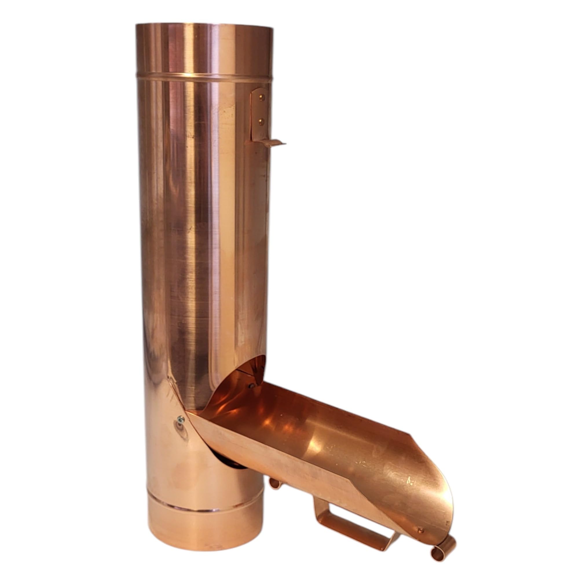 zbs24 Regenrohrklappe 100mm in Kupfer ohne Laubsieb, konische Bauform für einen mühelosen Einbau