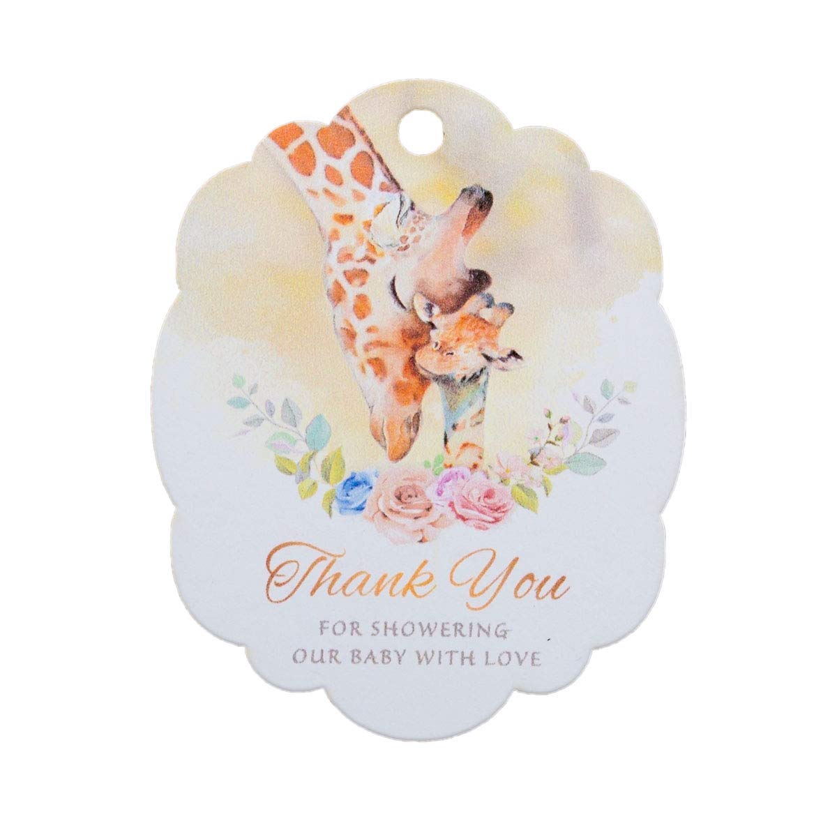 Summer-Ray 50pcs Giraffes Thank You for Showering Our Baby with Love Baby Shower Thank You Tags Favour Tags
