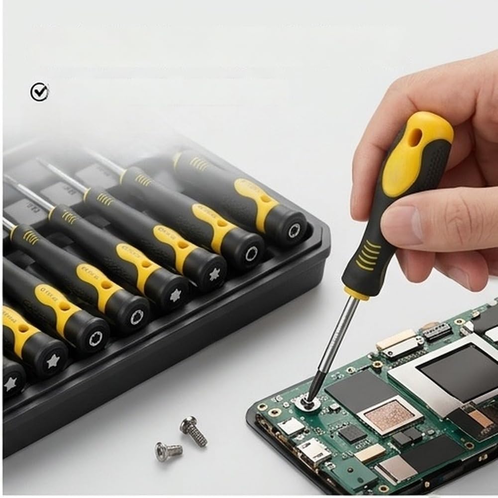 Juego de destornilladores magnéticos profesionales de 86 piezas con mango ergonómico antideslizante y puntas de aleación almacenadas en estuche amarillo portátil